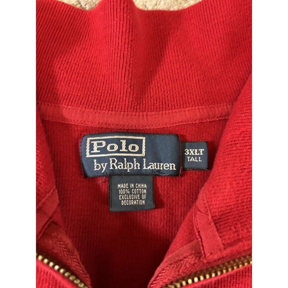 Polo By Ralph Lauren Red Quarter-Zip Pullover Sweater 3XLT Tall 100% Cotton Mens - Picture 3 of 6